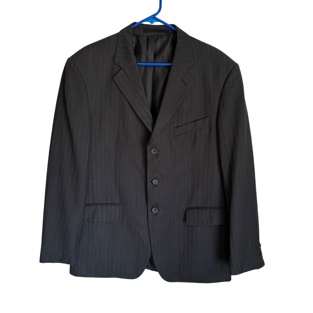 Giorgio Armani Super 130s Wool Blazer 54R 44R Gray Pinstripe VBC Italy Mens